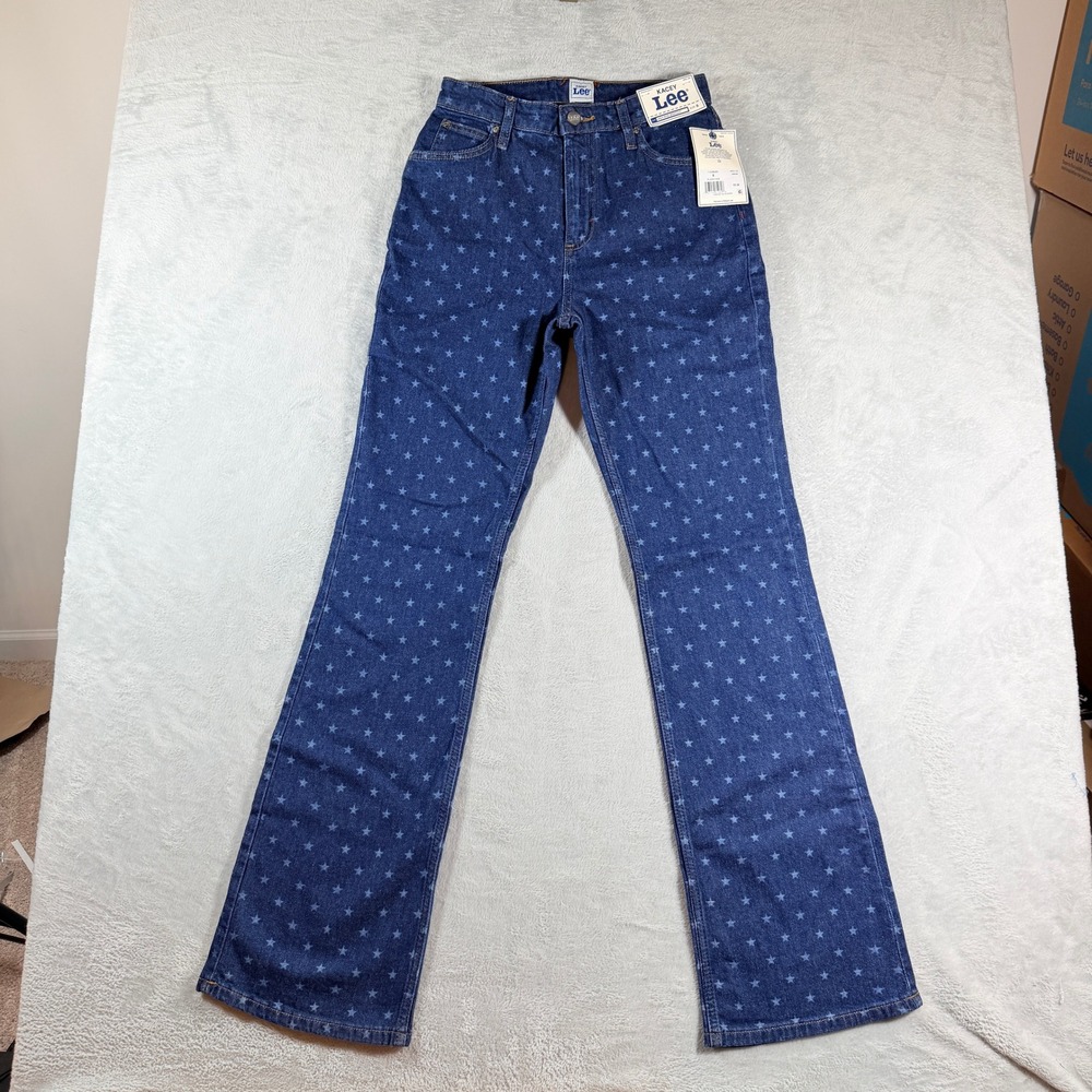Lee Womens Kacey Star Print High Rise Bootcut Jeans Blue Size 6 NWT